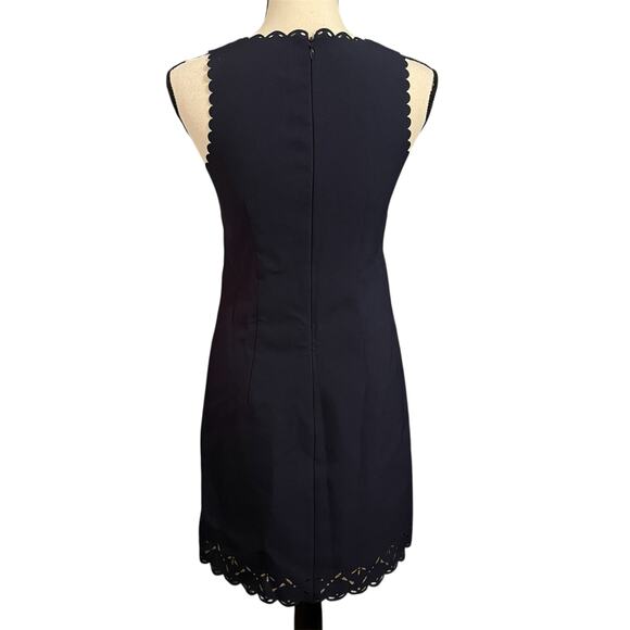 J. Crew | Classic Women's Navy Blue Laser Sheath Dress Sz 00 Preppy Minimalist - Picture 3 of 4